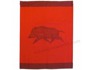 Tea towel Wild boar Linen red Driessen Schlitzer Leinen