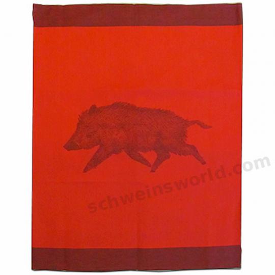 Tea towel Wild boar Linen red Driessen Schlitzer Leinen