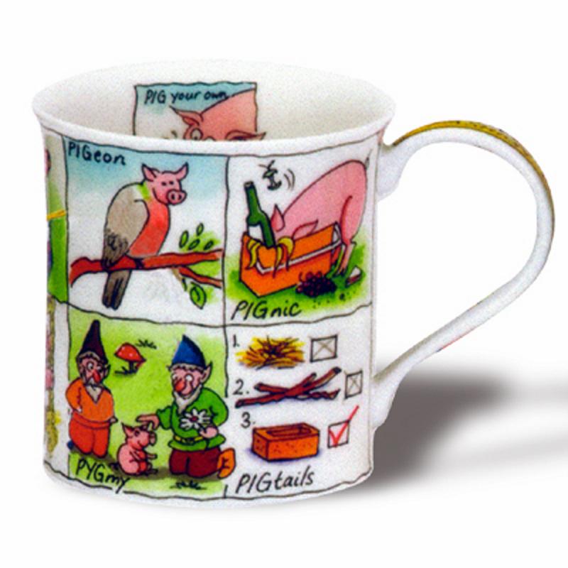 DUNOON Farm Dictionary of Pigs mug fine bone china porcelain