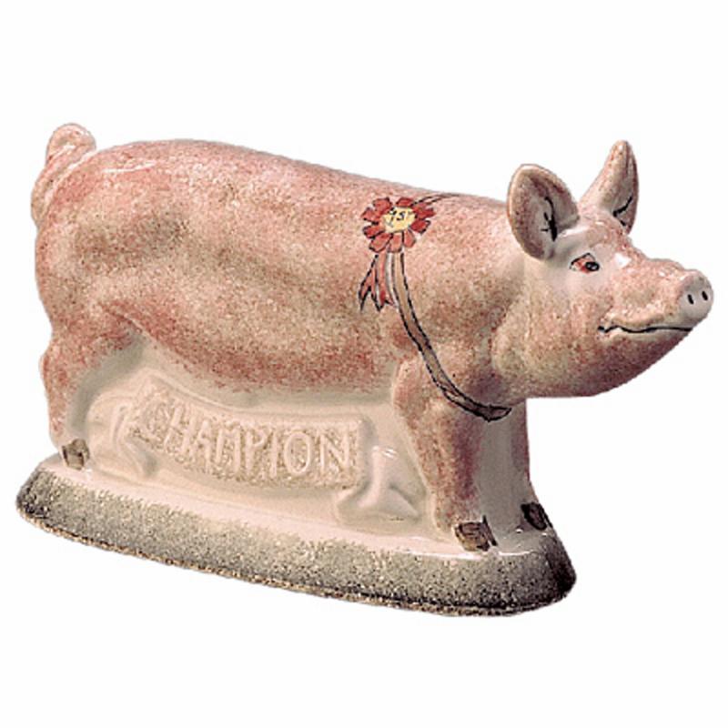 The Champion Pig. pink sponged. Original english pottery