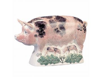 Schweine-Mama schwarz gefleckt. 29cm. Original englische Rye-Keramik