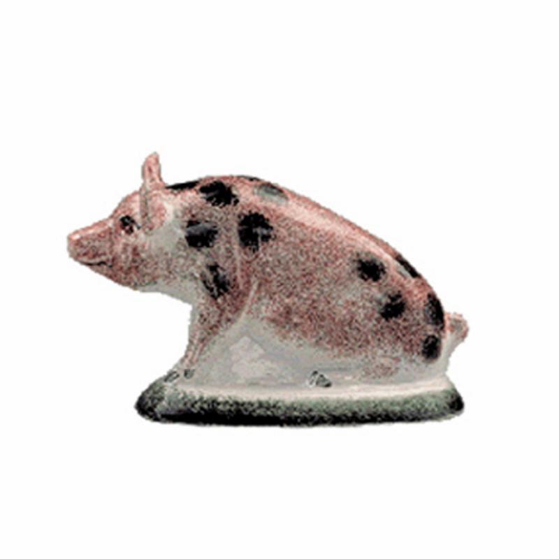 Kleines Schweinchen sitzend schwarz gefleckt Original englische Rye-Keramik
