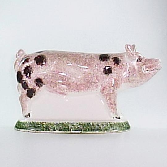 These greatest Pigs standing pink spotted Original english Rye-pottery