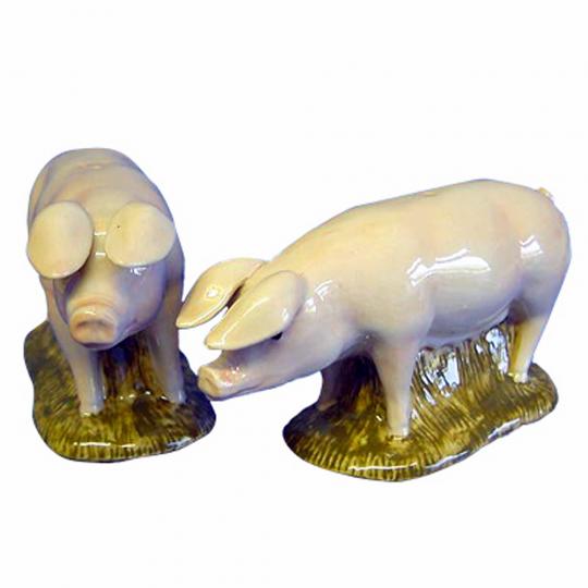 British Lop Pig Salt And Pepper Pots Set fine pottery Quail ceramics UK