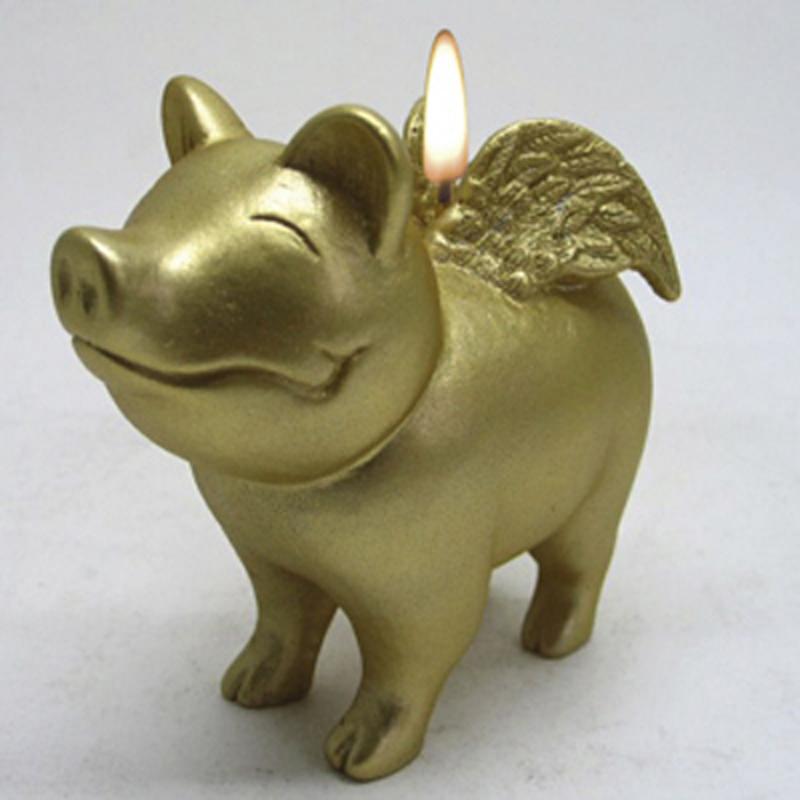 Candle Golden Pig with wings