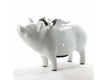 Piggy bank with wings. Ceramics. H 12cm