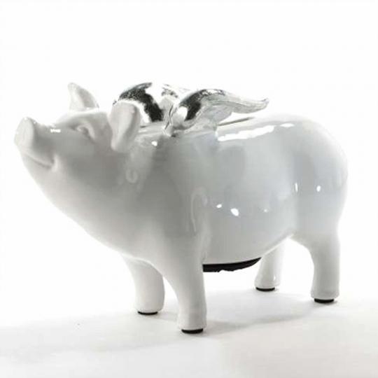 Piggy bank with wings. Ceramics. H 12cm