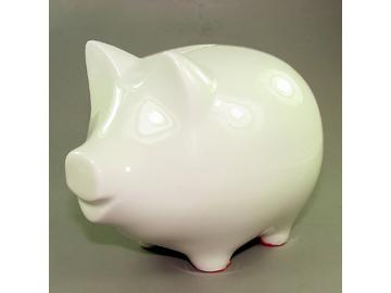 Piggy bank white. china/porcelain. 17 cm