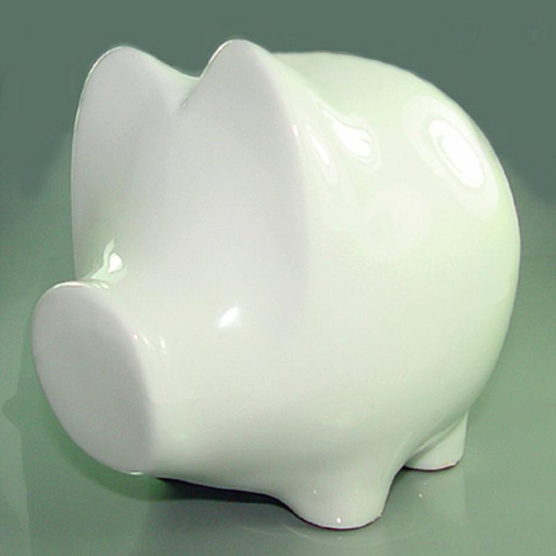 Piggy bank white. china/porcelain. 19 cm