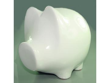 Piggy bank white. china/porcelain. 19 cm