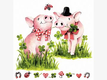 Napkins Lucky Pigs 20 pcs. - 33 x 33 cm