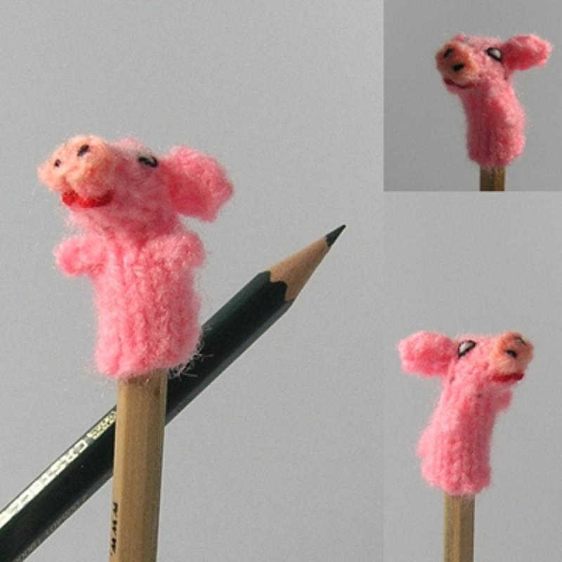 Fingerpuppe Mini-Schwein gestrickt Bolivien und Peru