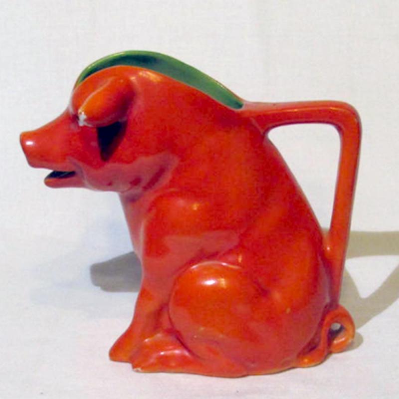Kännchen Schwein orange-rot Porzellan gebraucht EINZELSTÜCK!!!!!!!