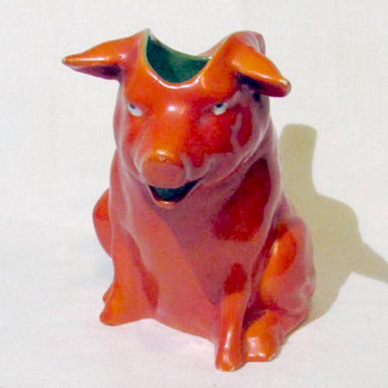 Kännchen Schwein orange-rot Porzellan gebraucht EINZELSTÜCK!!!!!!!