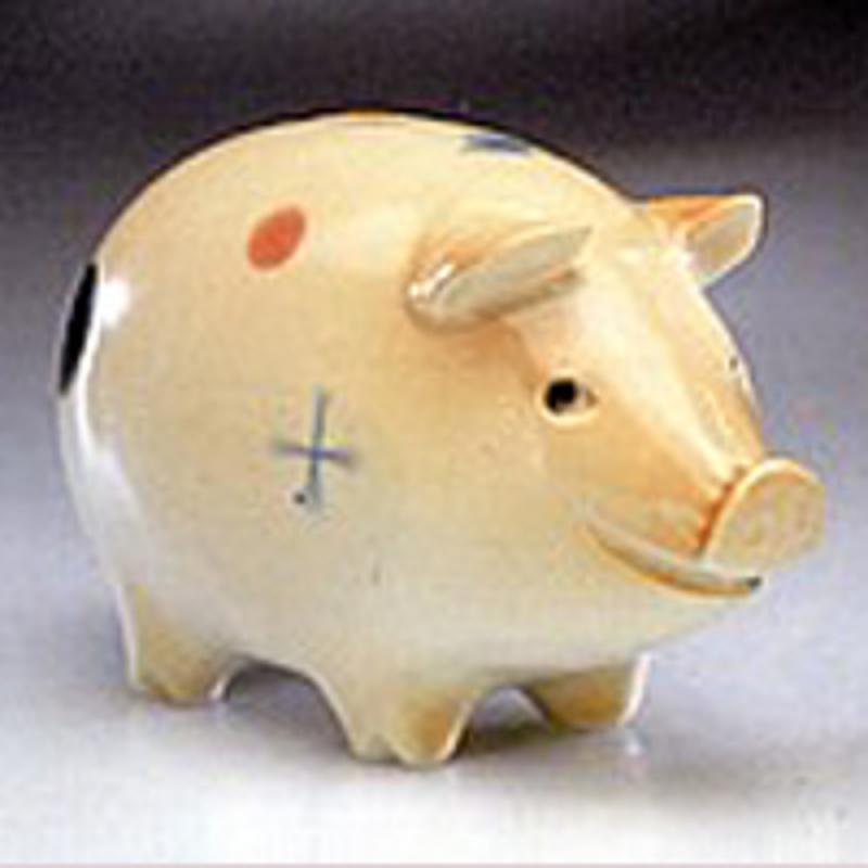 Piggy bank. handpainted standing. porcelain. Singlepiece!!!