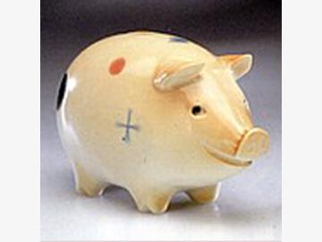 Piggy bank. handpainted standing. porcelain. Singlepiece!!!