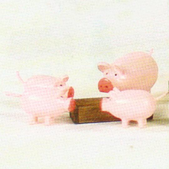 Pig-Family 5-pcs. Wooden, Original Erzgebirge