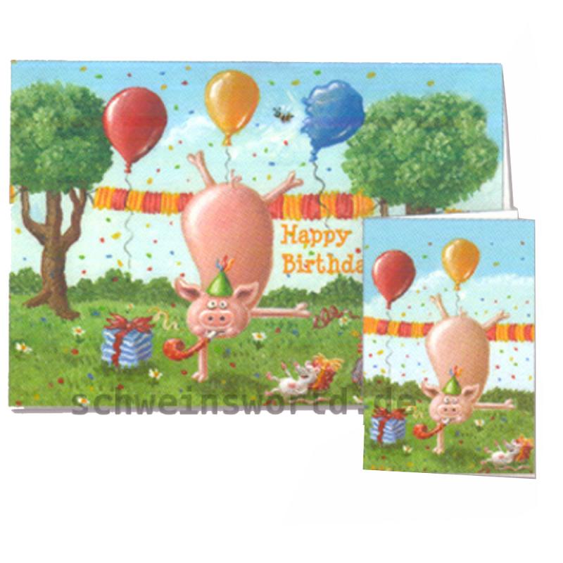birthday card with envelope.mini BIRTHDAY-CHAOS Chaos-Pig
