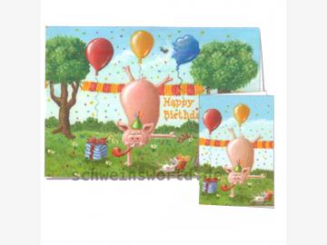 birthday card with envelope.mini BIRTHDAY-CHAOS Chaos-Pig