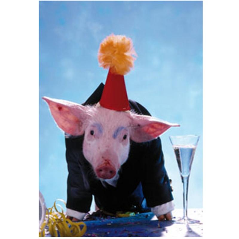 Notecard with envelope. Happy new year. Pig