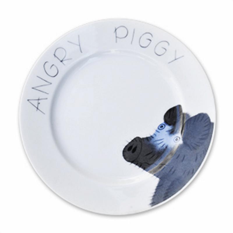 Angry Piggy Teller Schwein 19 cm Porzellan handbemalt