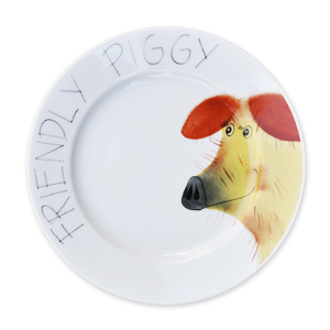 Friendly Piggy Teller Schwein 19 cm Porzellan handbemalt