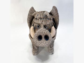 Wildschwein Windlicht dunkel Keramik Unikate!