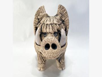Wildschwein Windlicht hell Keramik Unikate!