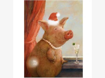 Postkarte Schönes Schweinachten. R.Hurzlmeier. Schwein