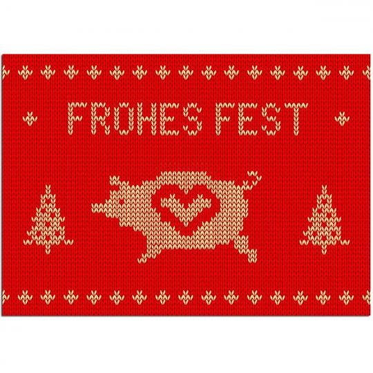 10x Postcard Frohes Fest Knitted look schweinsworld