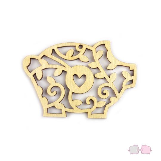 WoodenPig Ornament No.9 Heart 6cm