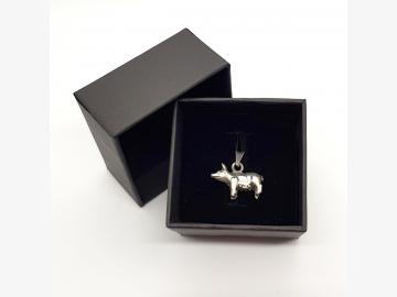 Pendant Pig amulet Sterling silver in gift box