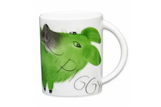 Clever Piggy Mug porcelain handpainted Helina Tilk