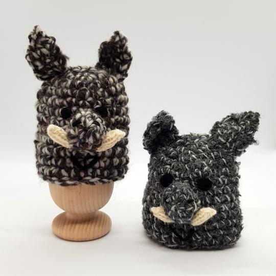 Egg cosy wild boar Hugo. crocheted