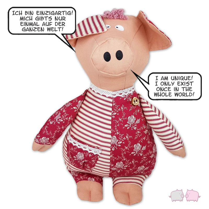 Piglet EMMA 41cm UNIQUE Stuffed Pig schweinsworld