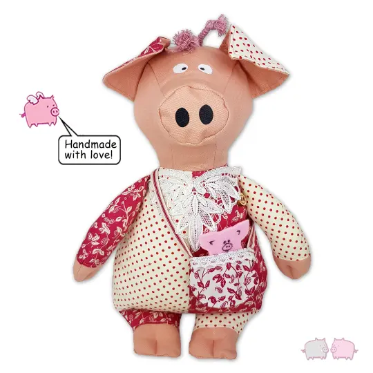 Piglet FLORENTINE 41cm UNIQUE Stuffed Pig schweinsworld