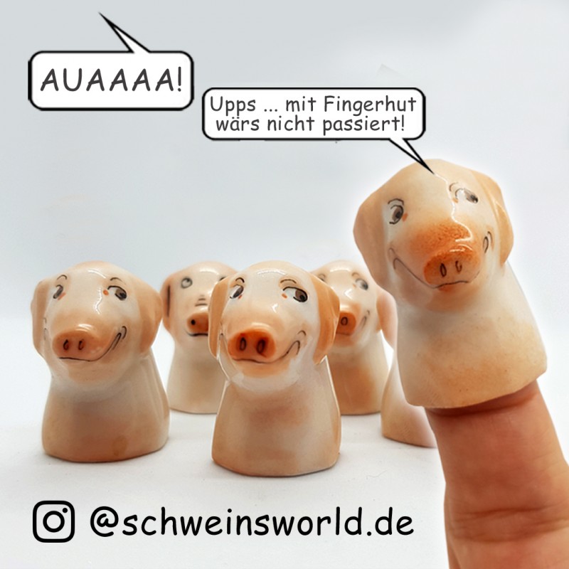 Fingerhut Schwein Porzellan mit Geschenkbox