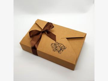 Geschenkbox Schachtel m. Schwein Splash Kraftpapier/Karton naturbraun Gr.L