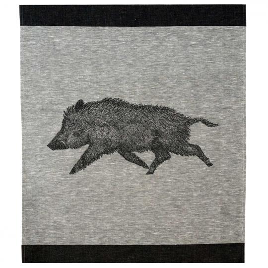 Tea towel Wild boar Linen silver Driessen Schlitzer Leinen