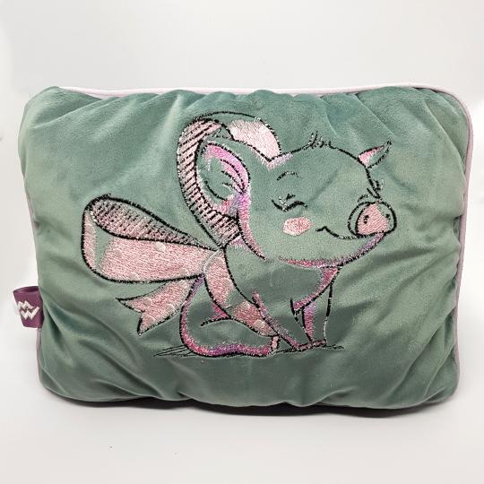 Cuddly Pillow Pig embroidered 30x23cm