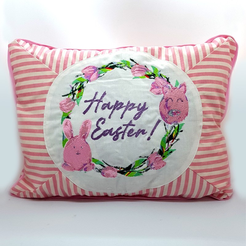 Cuddly Pillow Pig embroidered HAPPY EASTER 40x30cm