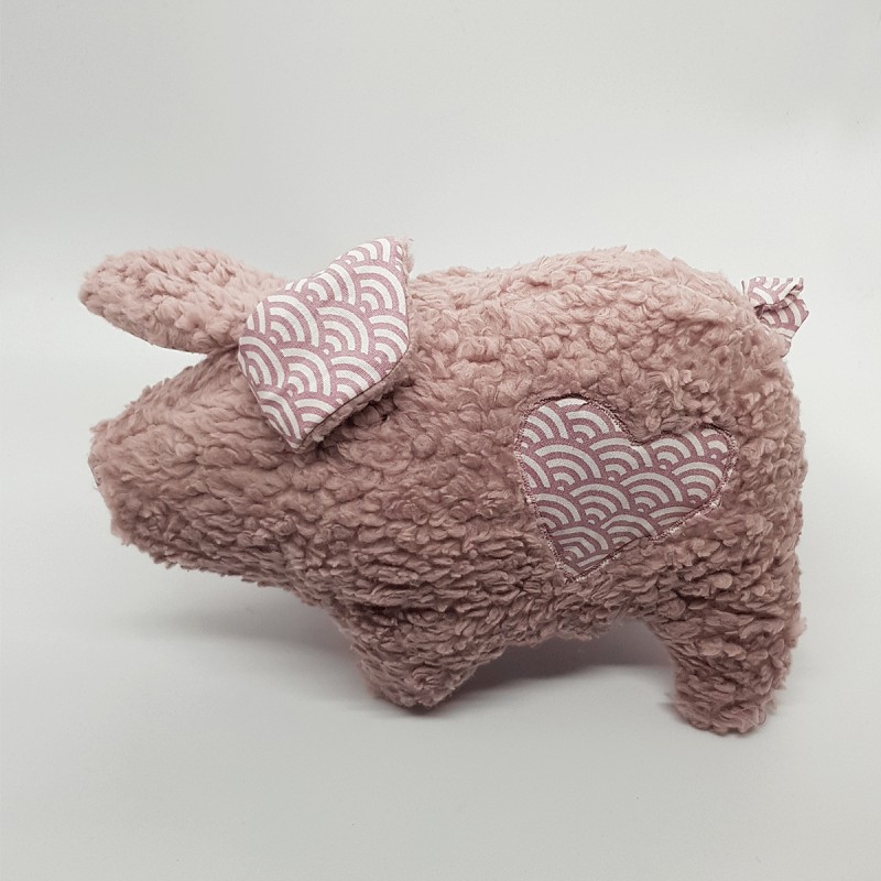Woll-Schwein Plüsch m. Herz H 17cm