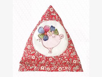 Lesekissen Blumen-Schwein No.5 klein rot bestickt Buchstütze Buchkissen PadKissen Smartphone-Kissen Tabletkissen