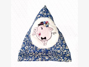 Bookend reading cushion Cap-Pig No.4 small blue embroidered PadPillow Smartphone Pillow Tablet Pillow