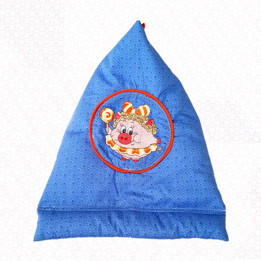 Bookend reading cushion Lollipop-Pig No.9 large blue embroidered  PadPillow Smartphone Pillow Tablet Pillow