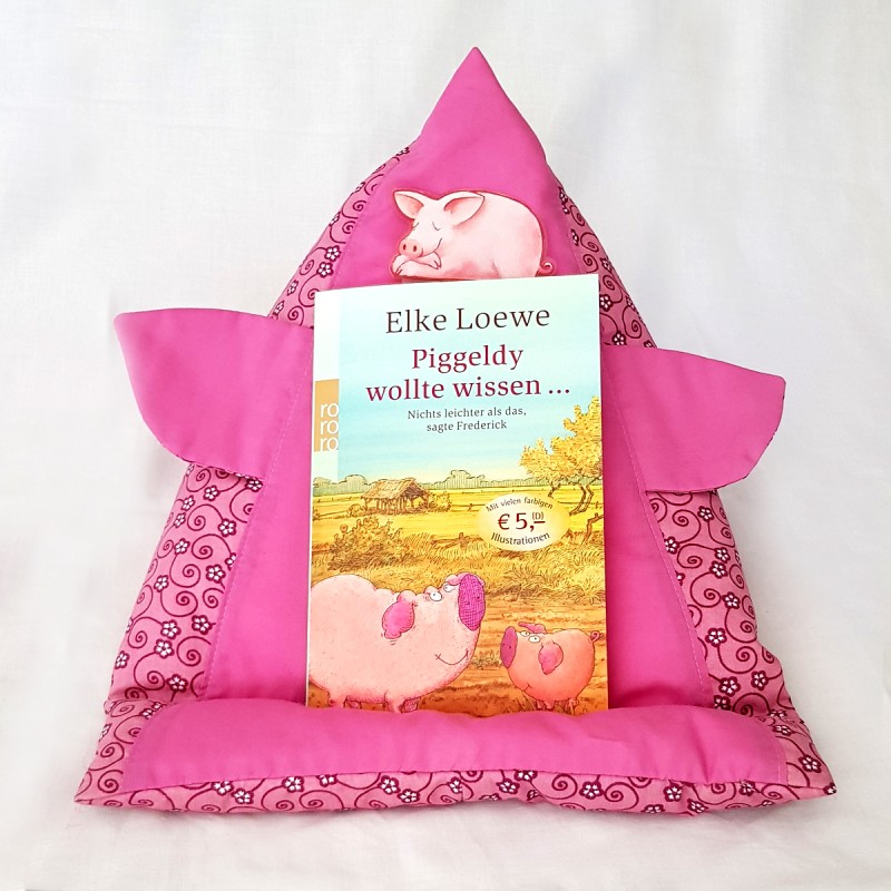 Bookend reading cushion Pig No.1 large, printed PadPillow Smartphone Pillow Tablet Pillow