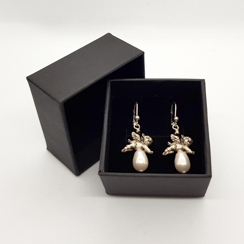 Earrings flying pigs silver with gift box