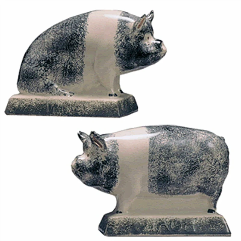 Pair BOAR & SOW black sponged Original english pottery