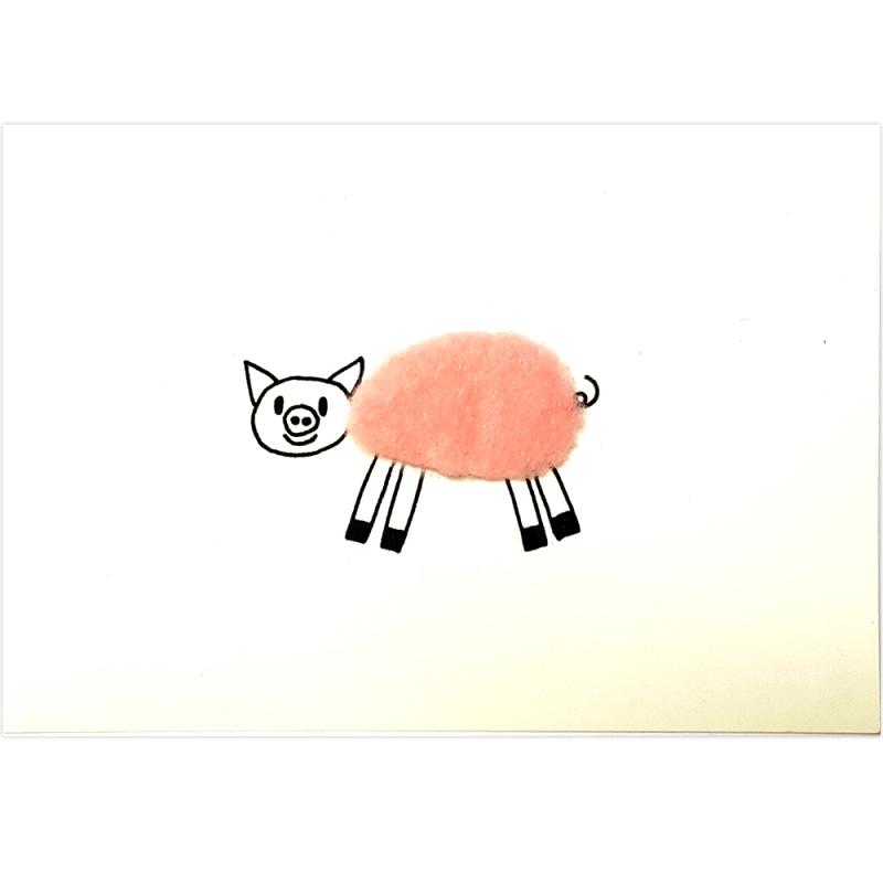 Plüsch-Postkarte Schwein