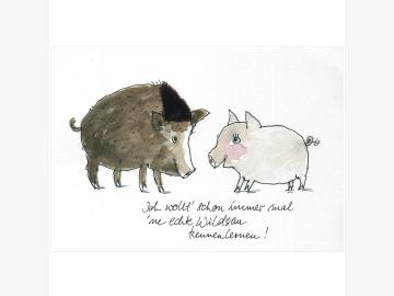 Plush postcard wild boar